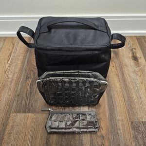 Lancome Black and Silver Toiletry Bag Set